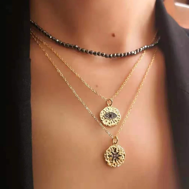 

2pcs/lot Women's fashion cubic zircon Micro Pave Eye Round shape pendant