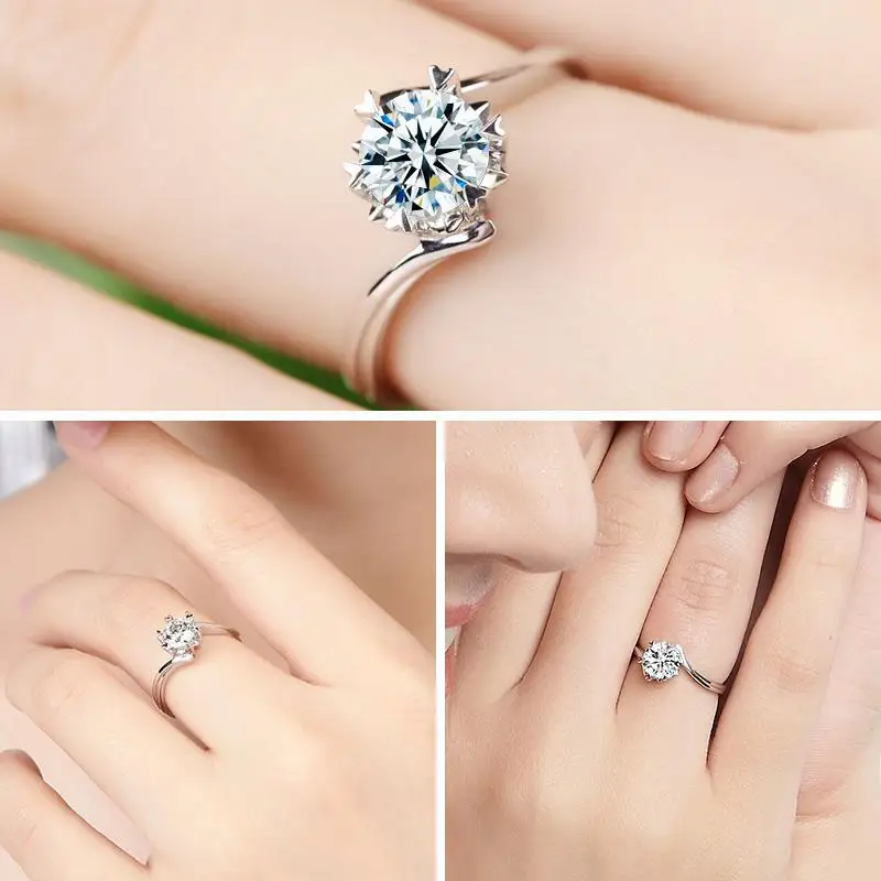Круглое серебряное Moissanite кольцо 1.00ct D VVS роскошное Weding для женщин | Украшения и