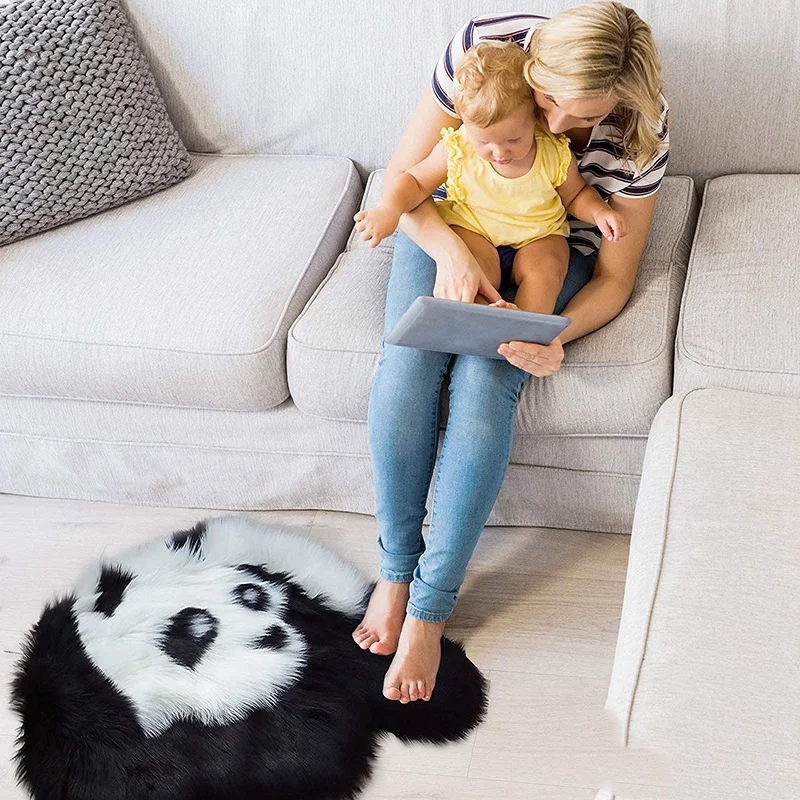 Коврик с изображением панды из искусственной овчины пушистый ковер для гостиной