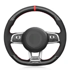 Чехол рулевого колеса автомобиля черное углеродное волокно замша для Volkswagen VW Golf 7 GTI T-Roc Passat вариант (R-Line) Tiguan аксессуары