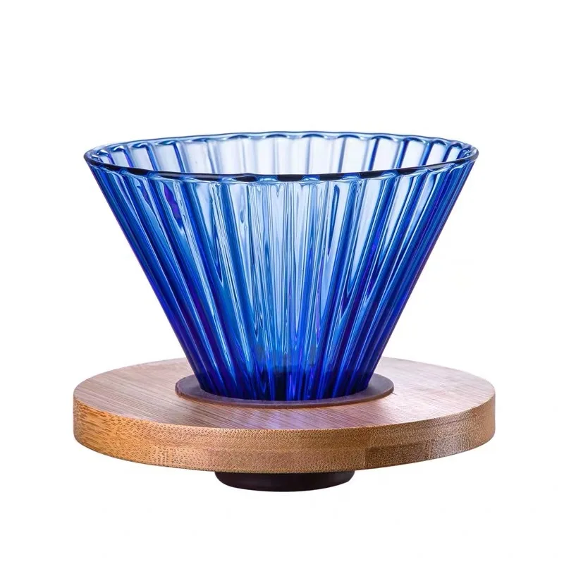

V60 Coffee Filter Dripper Glass 1-4 Cups Hand Brewed Reusable Parmanent Wood Stand Pour Over Filter Drip Cafe Tools