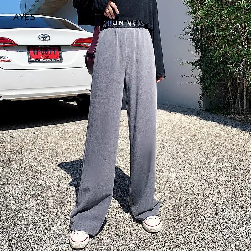 

Women New Straight Wide Leg Pants Hi Waist Draped Pants Fashion Korean Style Loose Long Pants Casual Fashion Pant Trousers 2020