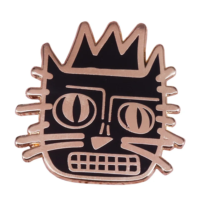 Фото Basquiat значок с изображением короны художника кота булавка граффити художник