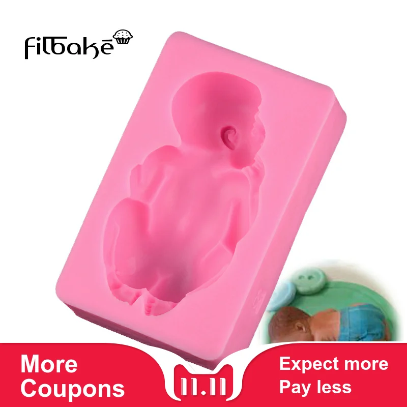 

FILBAKE 1pc Baking Tools Rectangle Sleeping Baby Shaped 3D DIY Fondant Silicone Molds Non Stick For Cake Decorating Tools