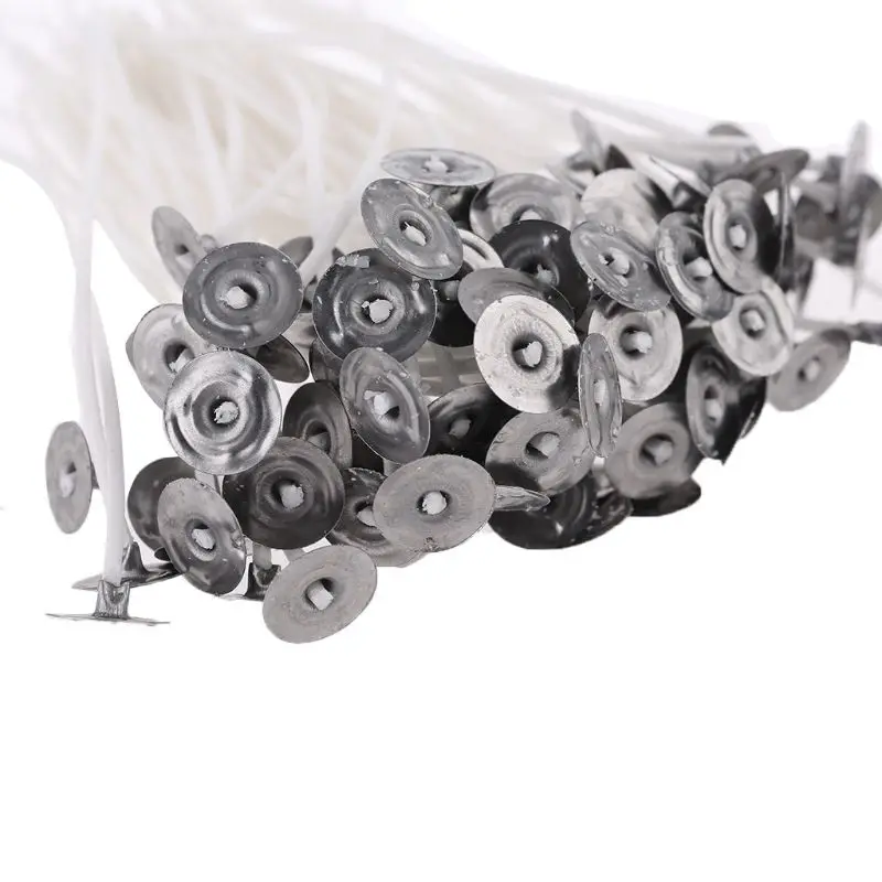 

100Pcs Candle Wicks 12cm Cotton Core Pre Waxed With Sustainers For Candle Making