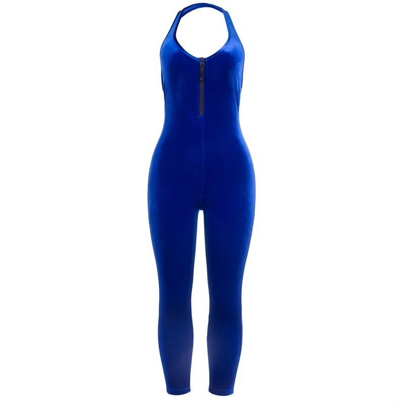 Женский бархатный комбинезон на молнии для бега сексуальный женский