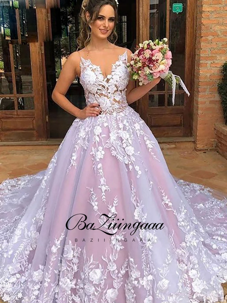 

BAZIIINGAAA Simple Wedding Dress Lace Little Beading Strapless Dress Luxury WeddingGowns Bridal Can Be Washed Bride Dresses
