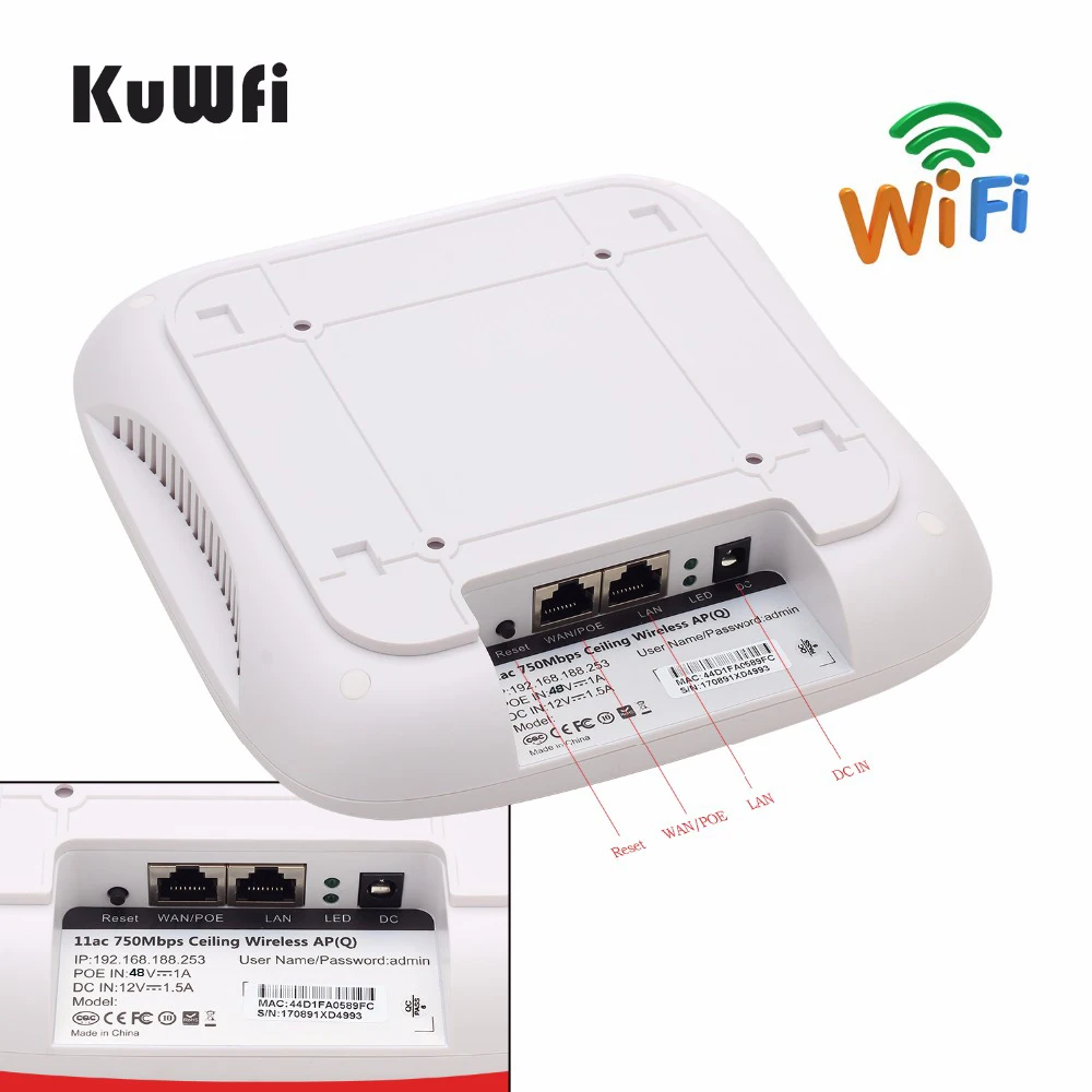 Потолочное крепление KuWFi беспроводная точка доступа двухдиапазонный