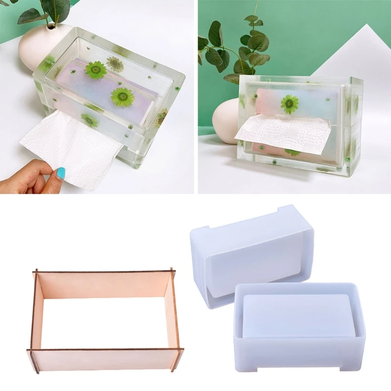 

Paper Box Epoxy Resin Mold DIY Craft Organizer Tissue Napkin Case Silicone Mould