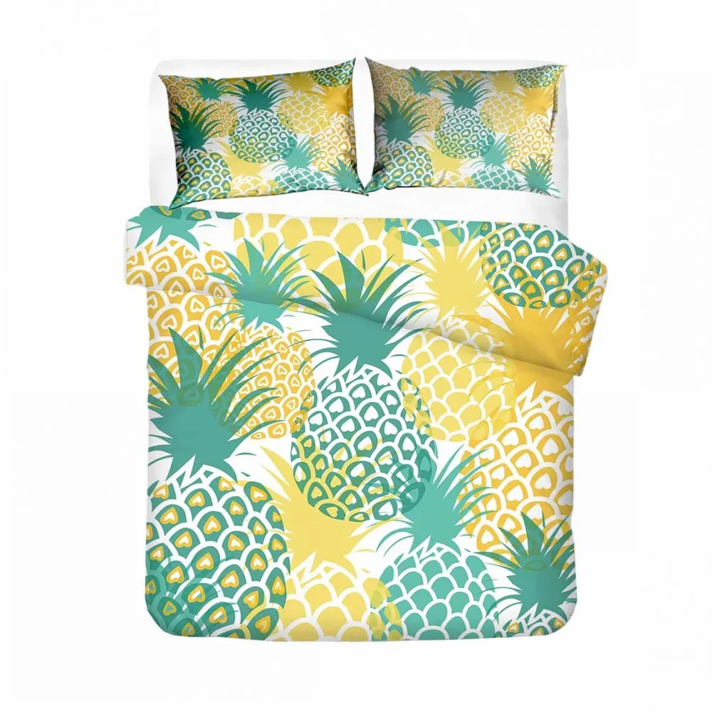 Летние фрукты ананасы покрывало 2/3 шт один двойной Полный Королева Король Размер
