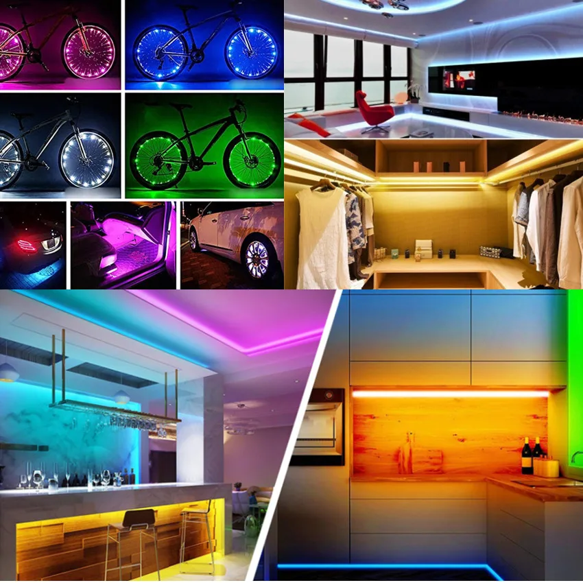 

IR Remote 12V Led strip 32.8FT Flexible Led Ribbon Adhesive RGB Tape Led lights for room Stairs Cabinet Wardrobe