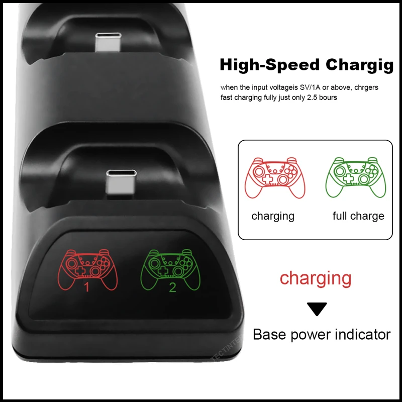 For NS Dual Charger for Switch Pro Wireless Gamepad Controller joystick Charging Dock Stand Station Accessories | Электроника