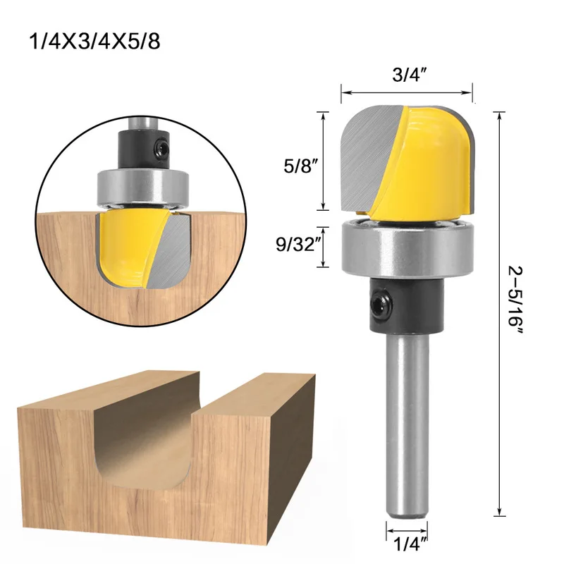 6mm 1/4 Shank Deep Round Trimming Router Bit Pattern Top Bottom Bearing Slot Carving Wood Milling Cutter | Инструменты