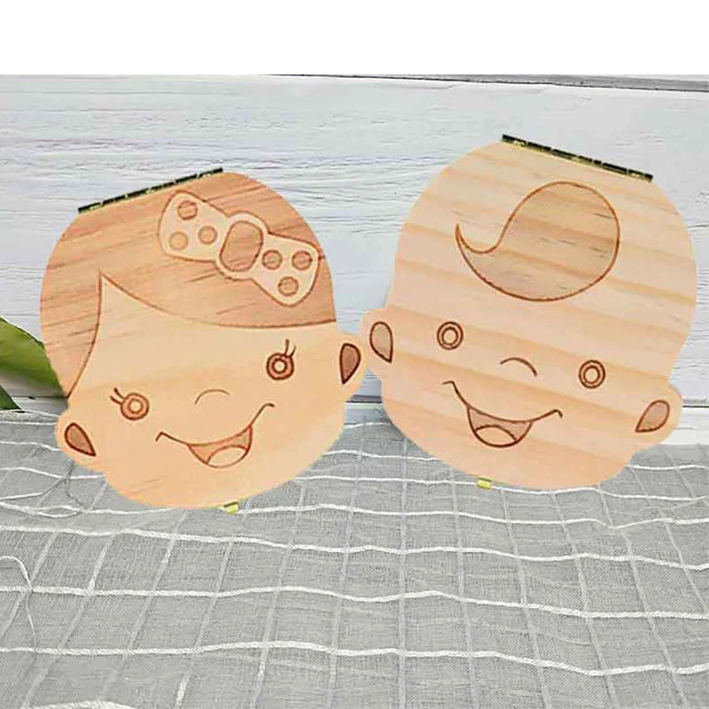 Детская деревянная шкатулка для зубов коробочка с деревянными предметами