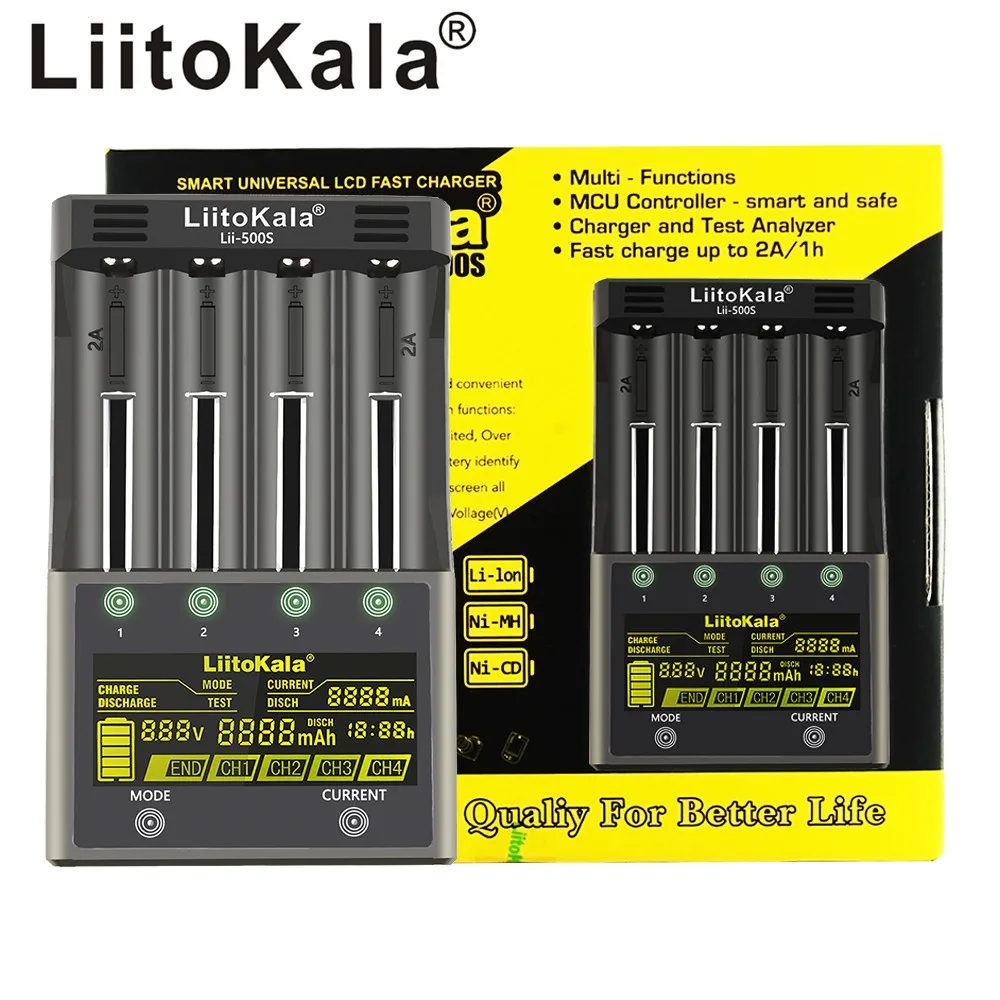 

LiitoKala Lii-PD4 Lii-S2 Lii-S4 Lii-402 lii-500 lii-PD2 lii-S8 18650 26650 1.2V 3.7V 3.2V Lithium-ion NiMH Battery Smart Charger