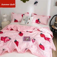 2020 summer bed quilt 1 pcs washed cotton air conditioning quilt soft breathable blanket thin stripe plaid bed cover