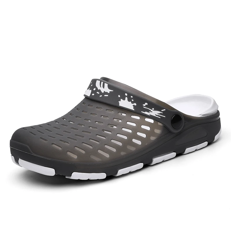 Мужские сандалии с бусинами пляжные садовые тапки клоги серого цвета|Сандалии| |