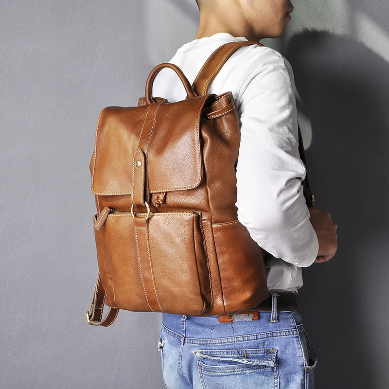 Дизайнерский мужской оригинальный кожаный повседневный модный большой рюкзак