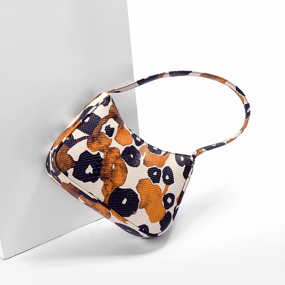 

Fashion Print Totes Underarm Bags Women PU Leather Small Handbags Casual Travel Shoulder Bag Female Zipper Lady Purse