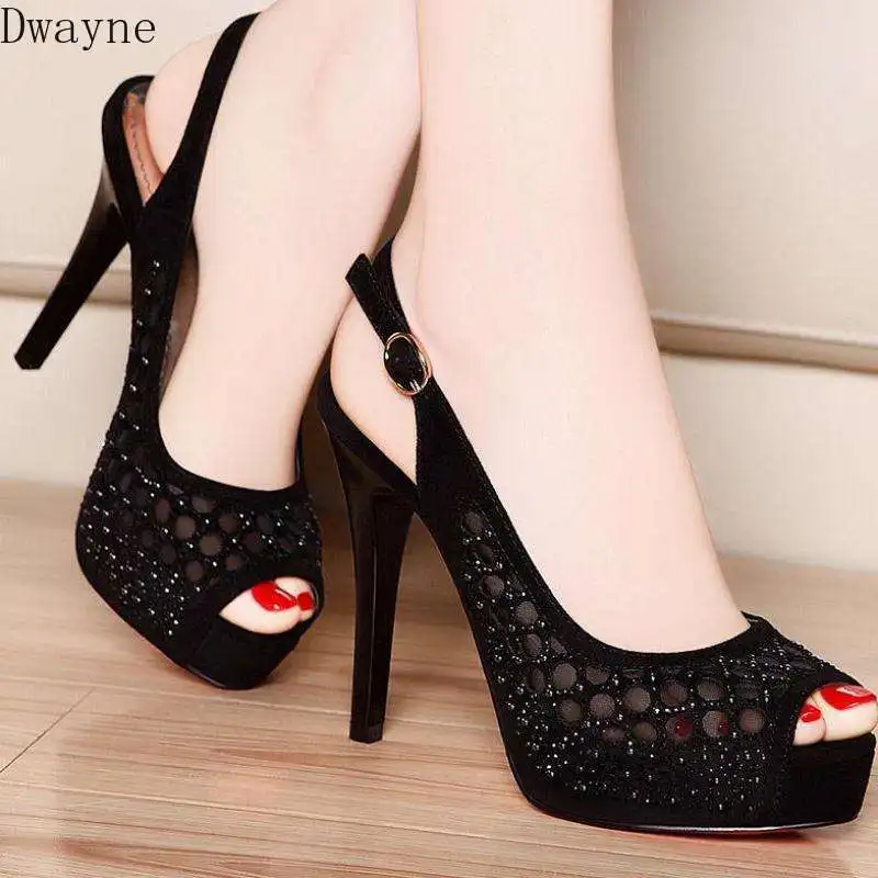 

Fish mouth stiletto heels waterproof platform rhinestone summer sexy wild sandals