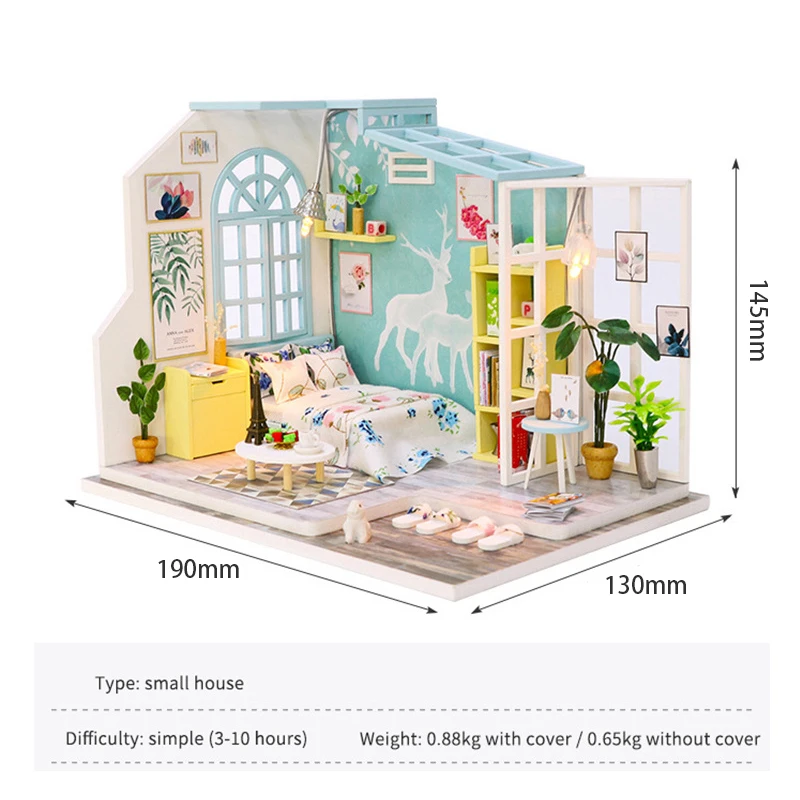 

DIY Wooden Miniature Dollhouse Cozy Cottage Series Hand Assembled Doll House With Furniture Kit Toys