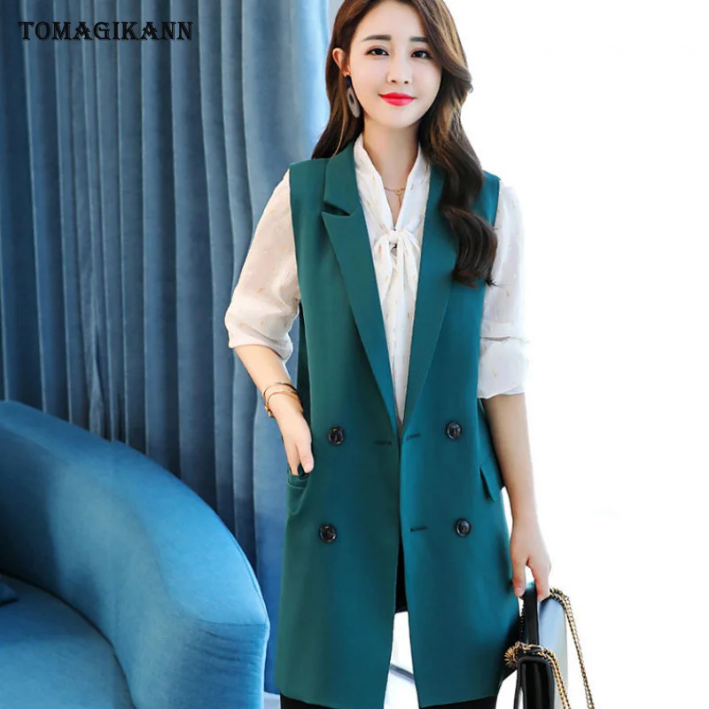 Жилеты без рукавов для женщин размера плюс 5XL двубортный жилет с карманами