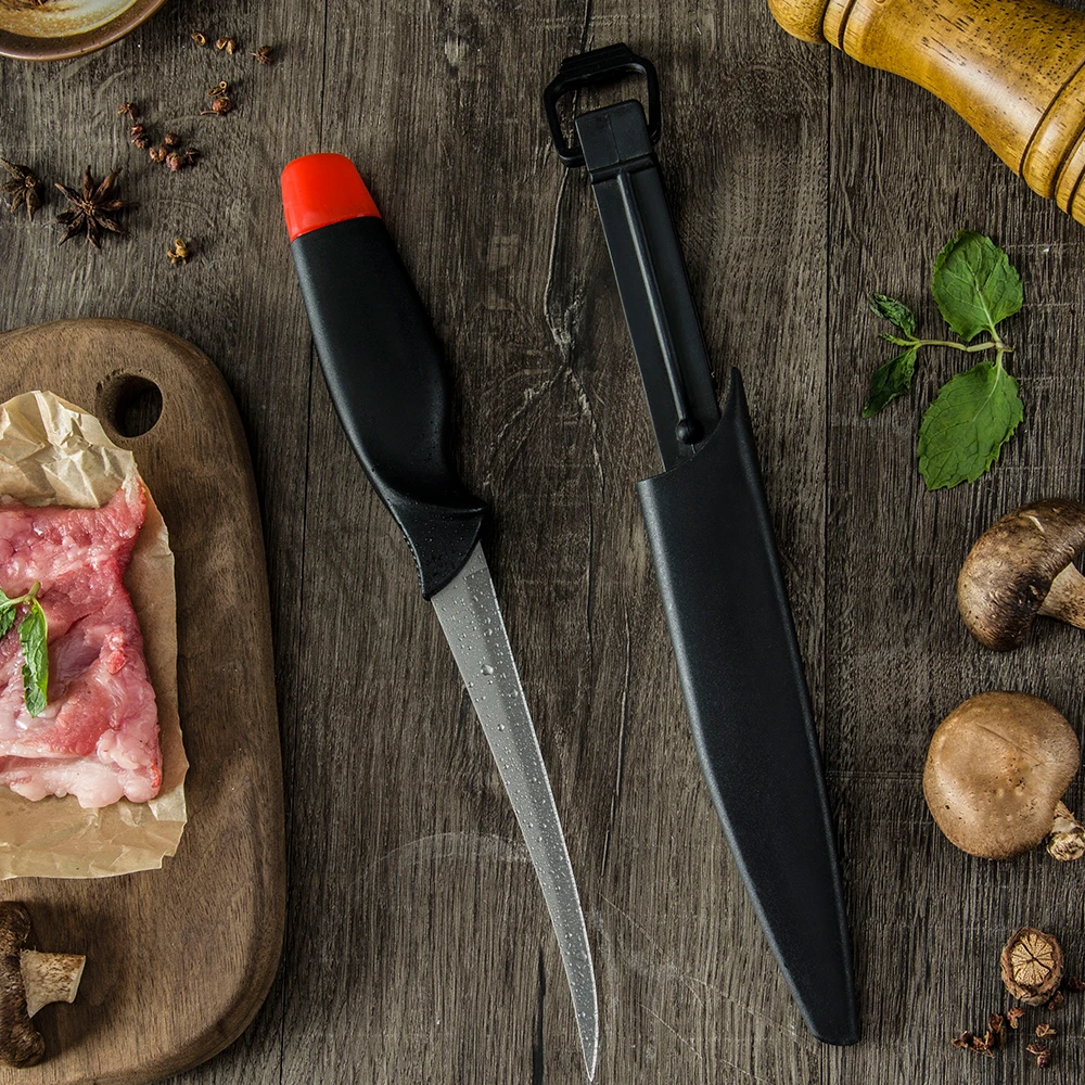 Уличный Филейный нож 6 дюймов изогнутый для косточек с чехлами острый 3cr14 из