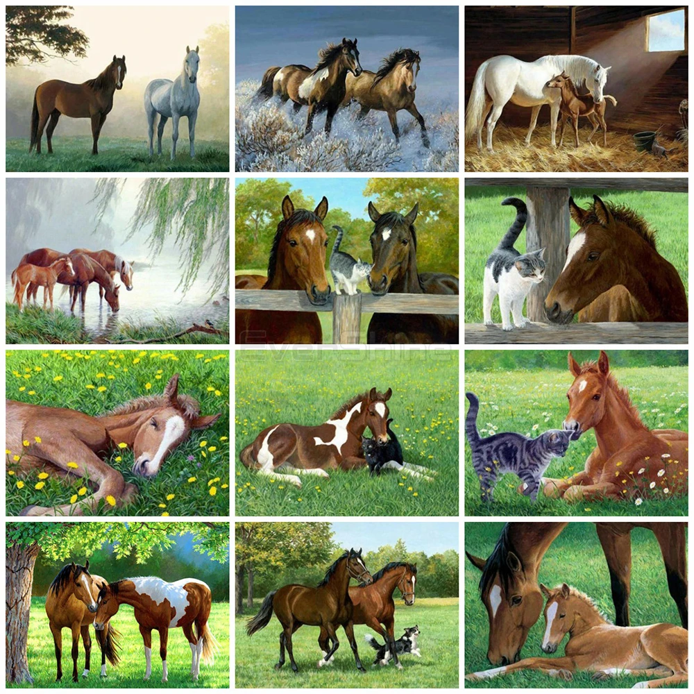 EverShine алмазная вышивка картина стразами мозаика лошадь крестом рукоделие