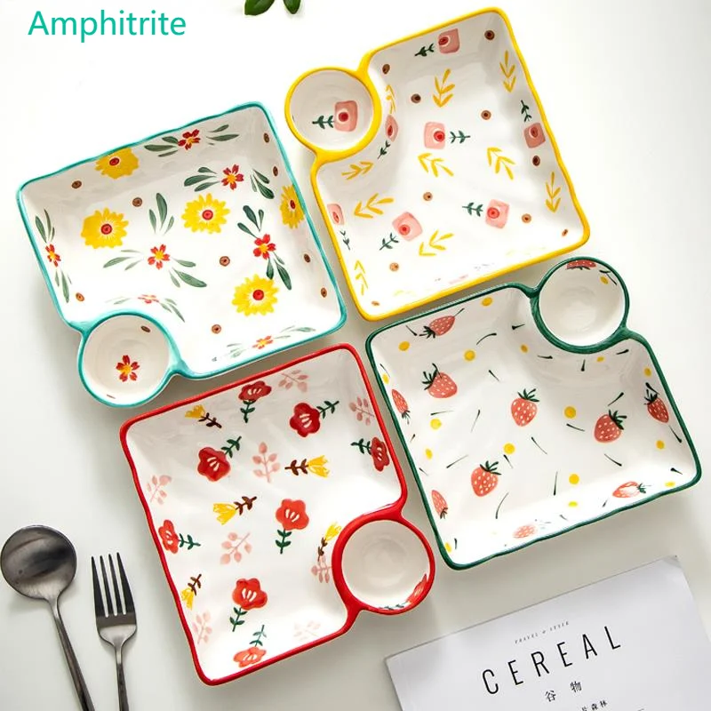 

Креативное блюдо для печенья с уксусом, на заказ, для завтрака с креативной сеткой, тарелка для суши, для девочек, керамическая тарелка