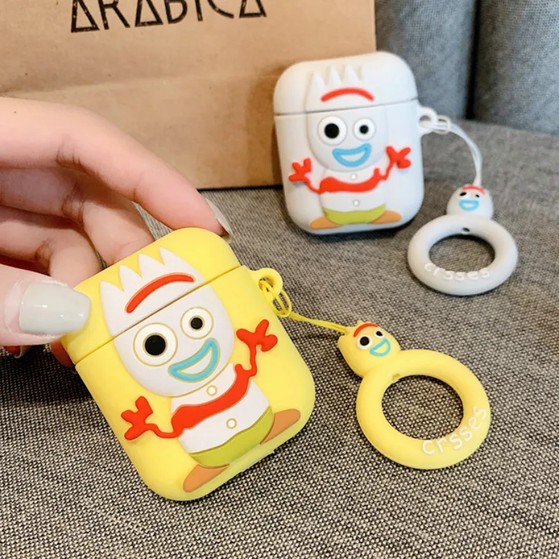 Чехол для наушников с Bluetooth для Airpods, силиконовые аксессуары, защитный чехол для Airpods 2, кольцевой ремешок, мультяшный милый дизайн Forky