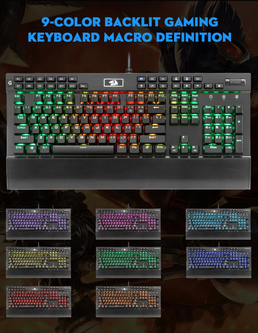 Redragon K550 алюминиевая USB Механическая игровая клавиатура Rgb Красный Фиолетовый переключатель Diy эргономичный ключ с подсветкой против привидения PC Pro Gamer