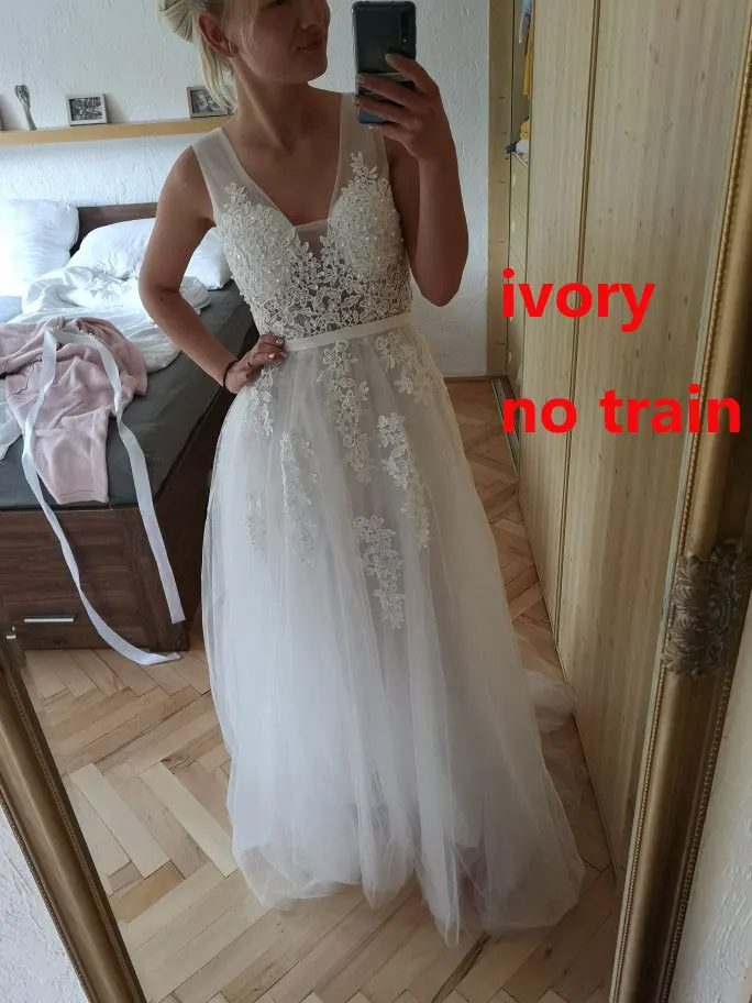 Новое поступление сексуальные вечерние платья Vestido de Festa ТРАПЕЦИЕВИДНОЕ платье для выпускного вечера кружевной халат, украшенный бисером De Soiree платье с v-образным вырезом на молнии - Цвет: ivory no train