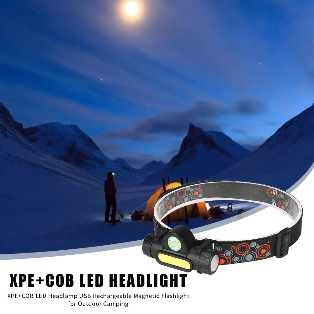 

XPE+COB LED Headlight USB Rechargeable Magnetic Flashlight Torch for Hiking Support Dropshipping
