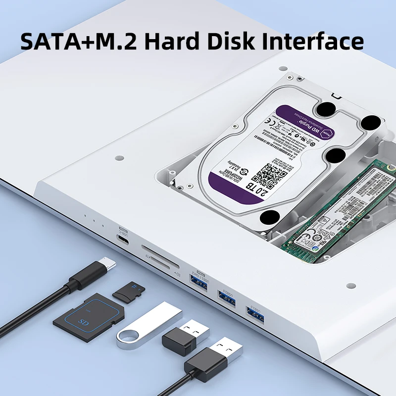 Hagibis Monitor Stand Riser USB-C Hub with Dual Hard Drive Enclosure for Mac Mini M1 iMac 2021 Macbook Pro PC Laptop Desk Holder enlarge