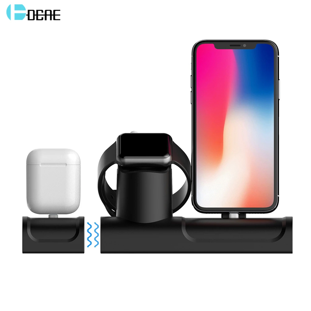 3 в 1 Подставка для Apple Watch 5 4 2 AirPods Pro Беспроводное зарядное устройство держатель