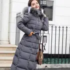 Дропшиппинг зимняя женская длинная куртка с большим меховым воротником Женская Стеганая куртка