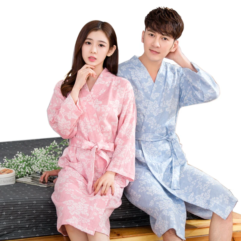 100% хлопок двойная Дека искусственная кожа Сексуальный банный халат женская