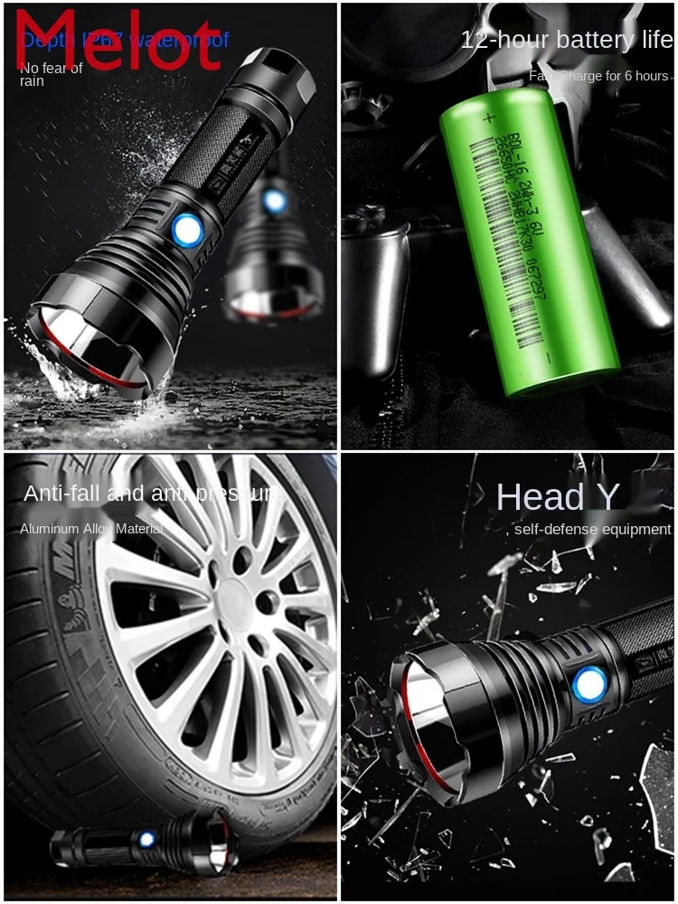 

High-End Luxury Power Torch Long-Range Multi-Functional Outdoor Xenon Lamp Led Charging Household Super Bright Waterproof