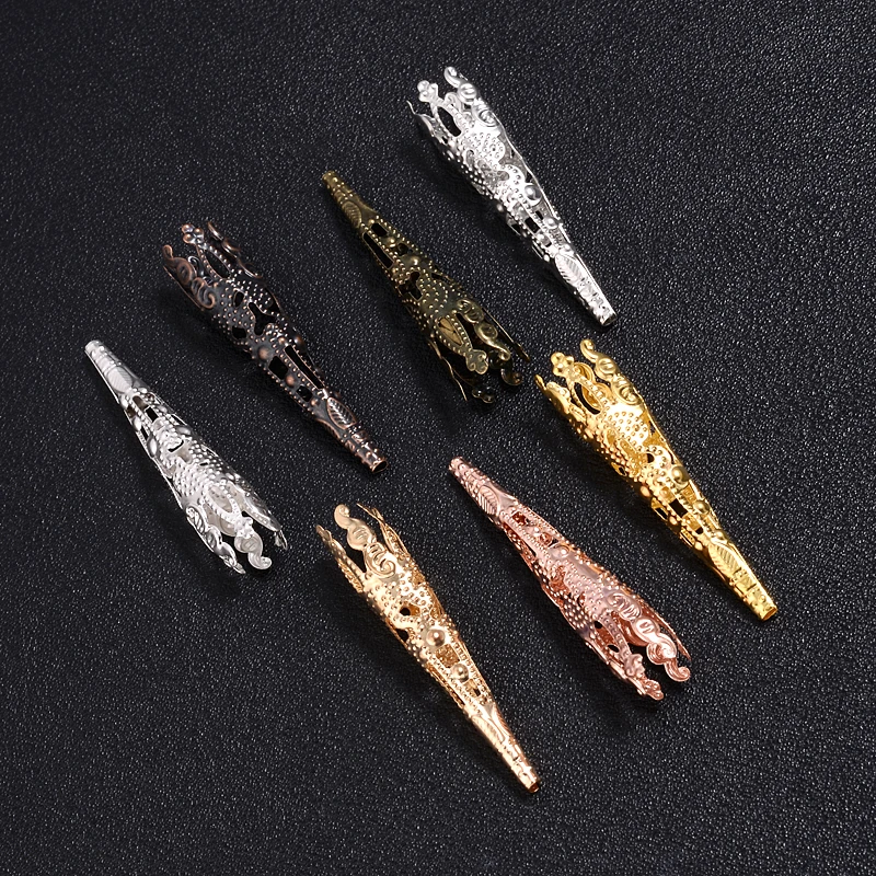 Длинные расклешенные филигранные концевые бусины размером 42x8 мм, полые коннекторы для подвесок в виде цветов для изготовления ювелирных изделий своими руками