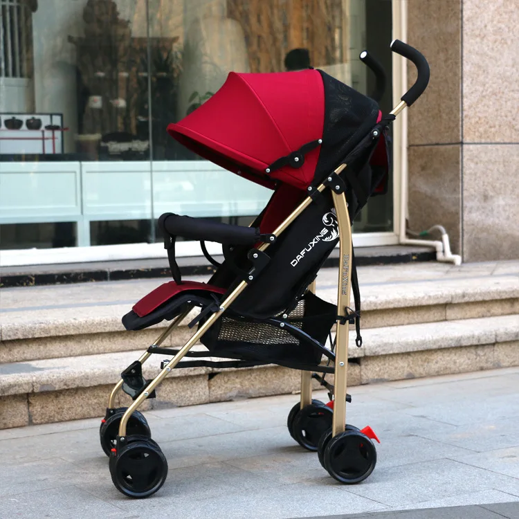 Baby and Children's Carts Can Sit Can Lie Down Light Folding Earth Haute Gold Tube Shock-absorbing Brake Four Seasons