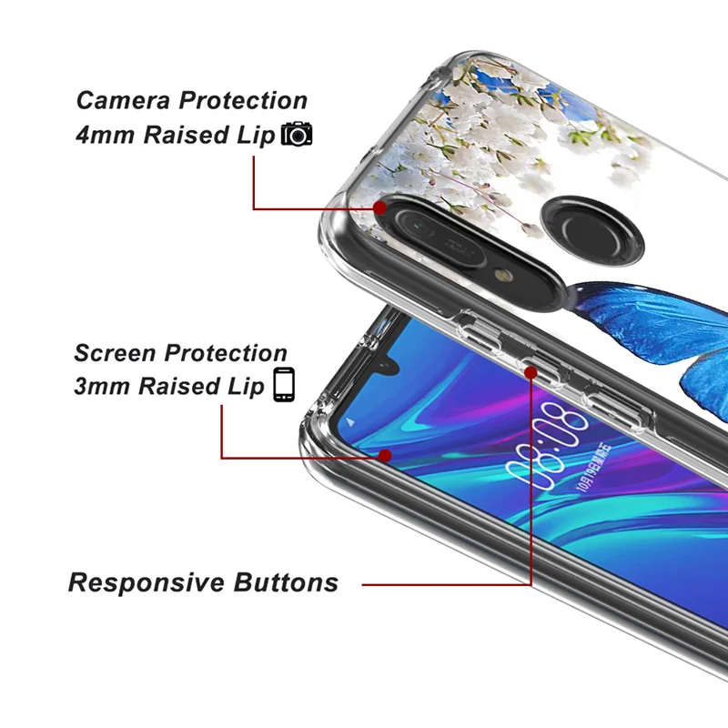 Butterfly Armor Case For Huawei Y6 Prime Y9 2019 Clear TPU Bumper Cover Y5 Pro Shockproof | Мобильные телефоны и