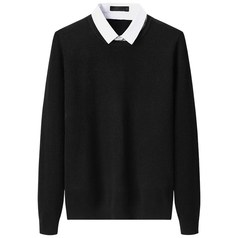 

Мужской свитер с имитацией двух предметов, теплый Повседневный пуловер, с длинными рукавами, Осень-зима 2021, O136