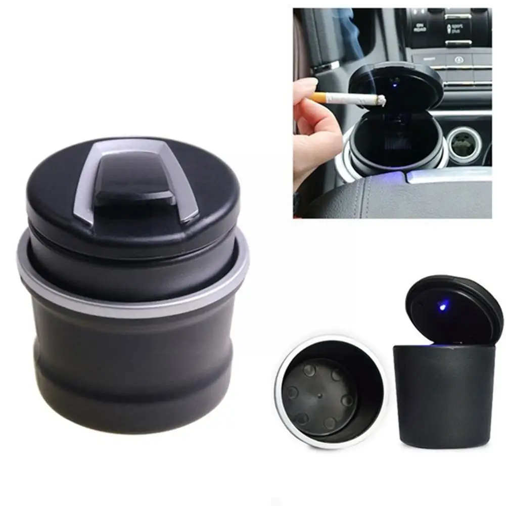 

Simple Style Portable Car Ashtray Ashtray Cigarette Truck Smoke Anti-slip Led Led Blue Car Rubber Cigarette Auto Light Hold S3L7