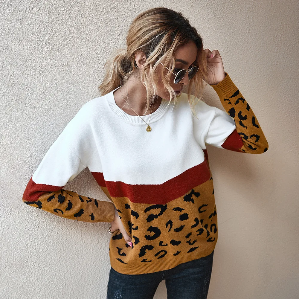 

Original design of women's sweater Europe and America 2020 coat autumn and winter trend leopard sweater