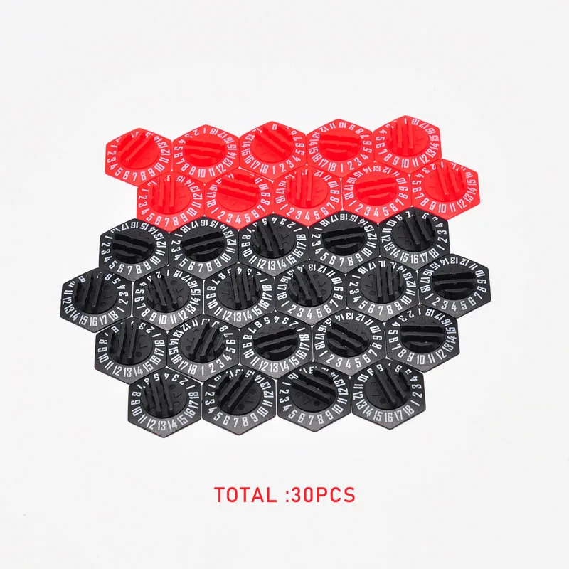 Gloomain Standee Bases paquete de 30 soporte de monstruo hexagonal impreso en 3D con rastreador de salud y ranuras de fichas de Estado-1