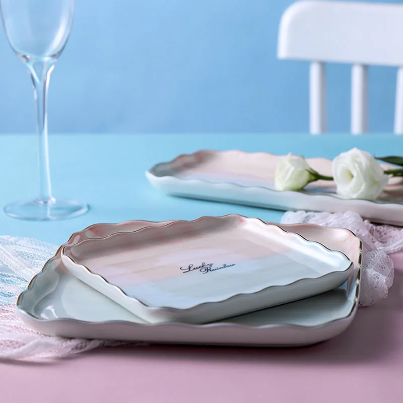 Тарелка из керамики в западном стиле европейском настольный декоративный поднос