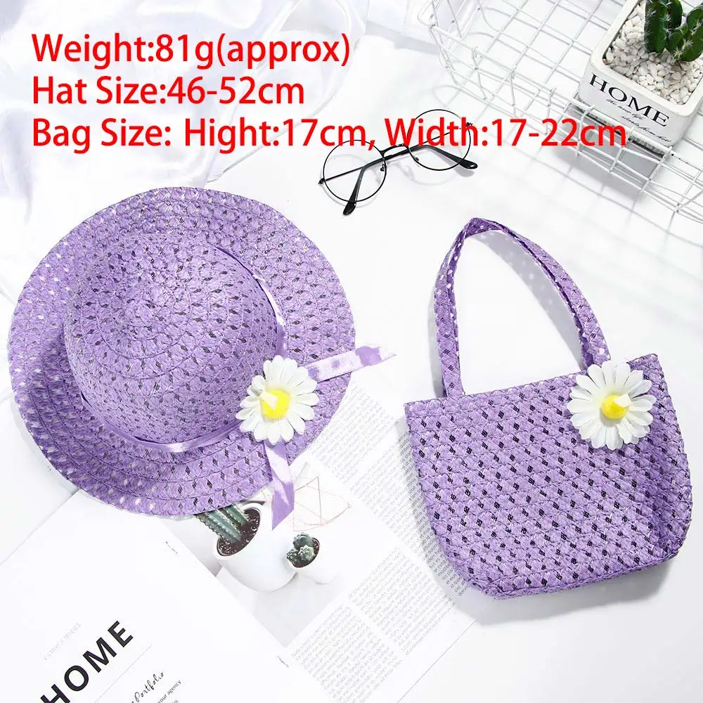 Шляпка от солнца для девочек Соломенная пляжная Панама-тоут разных цветов