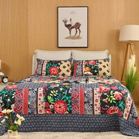 chausub patchwork quilt set 3pc bedspread on the bed pastoral cotton bed cover king queen size quilted blanket for bed coverlets