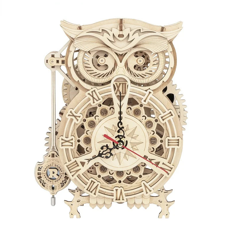 161pcs Creative DIY 3D Owl Clock Wooden Model Building Block Kits Assembly Toy Gift for Children Adult | Дом и сад