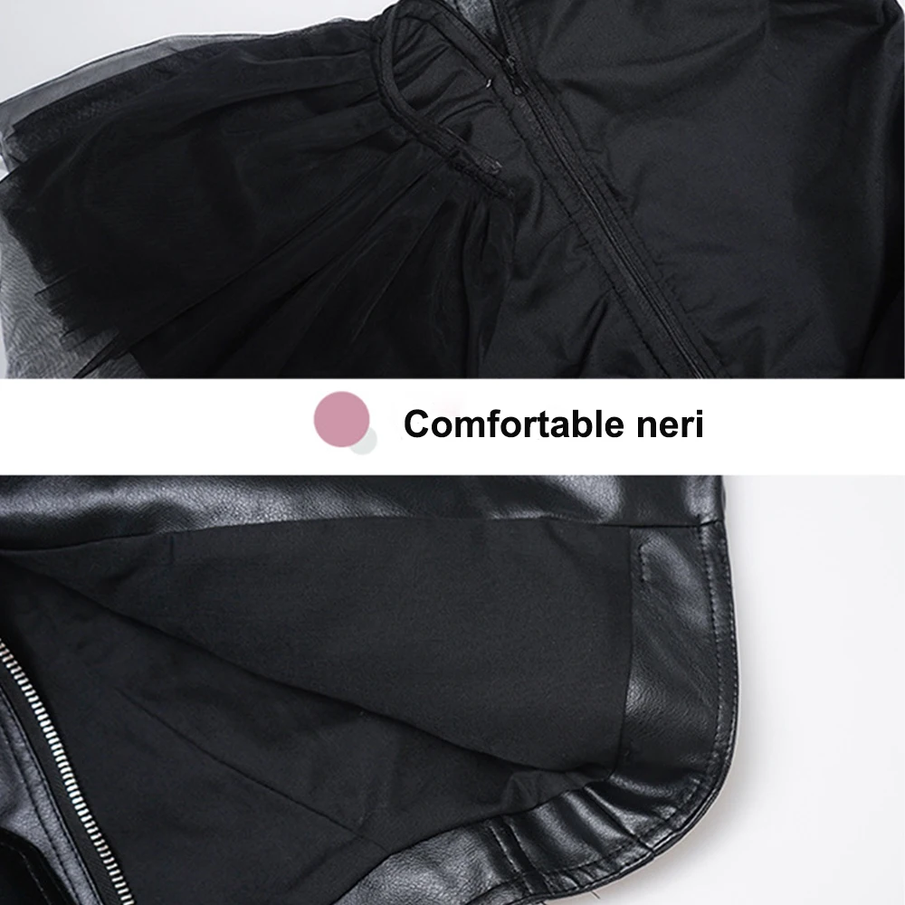 

In The Spring And Autumn 2020 Leather Lapel Jacket Splice Skirt Detachable Dress Zipper Shirt Jackets For Girls Coat